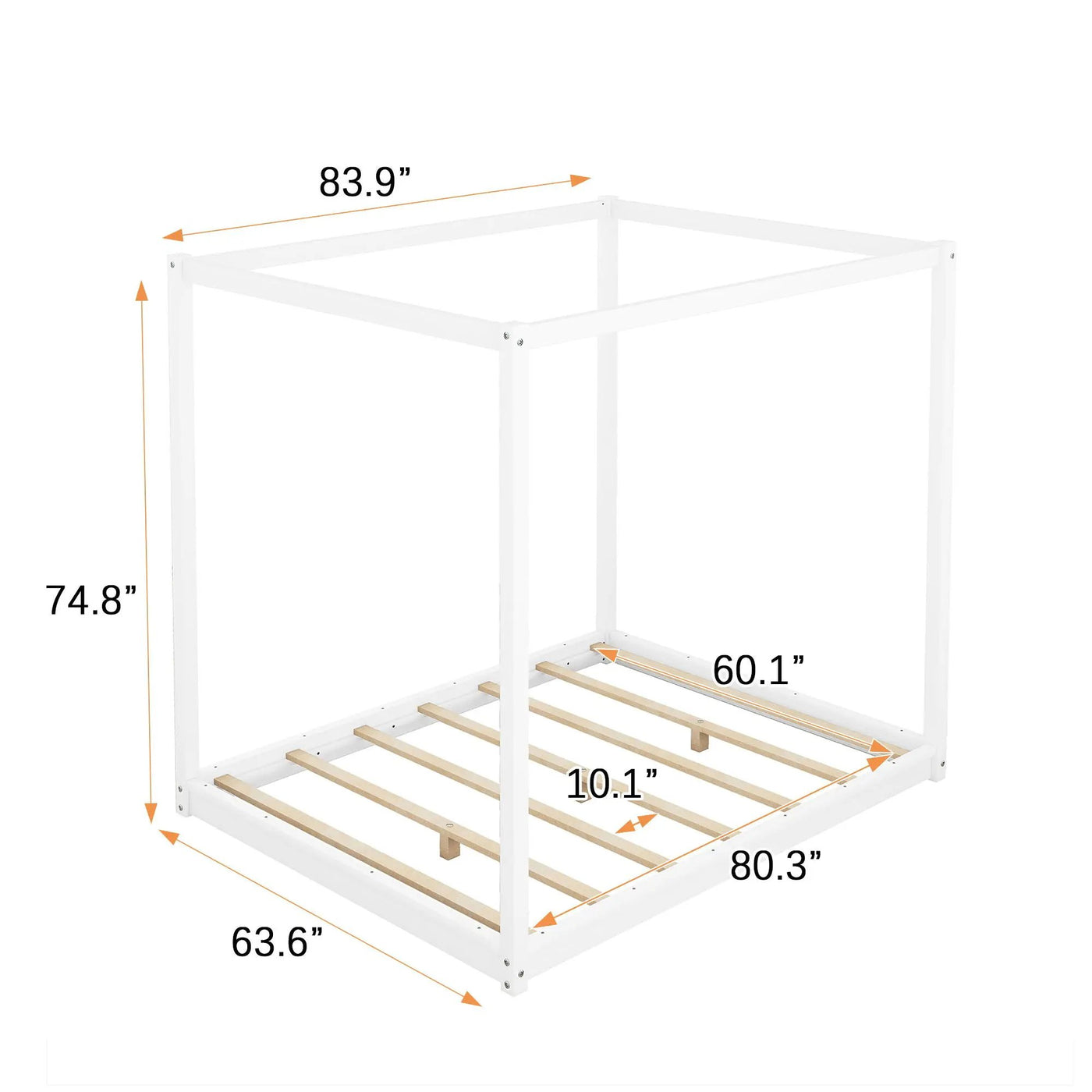 Wood Canopy Platform Bed With Support Legs And Airflow Slats by HouseOfZazla