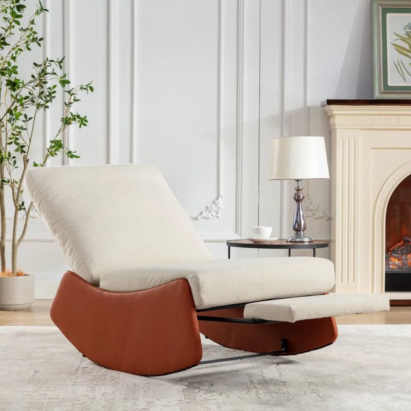 Modern Rocking Chair Recliner, Comfy Rocker Nursery Chair With Footrest, Accent Reading Chair, Upholstered Lounge Chair For Relaxing, Resting, Soft Padded Rocker For Indoor Living Room Bedroom by HouseOfZazla