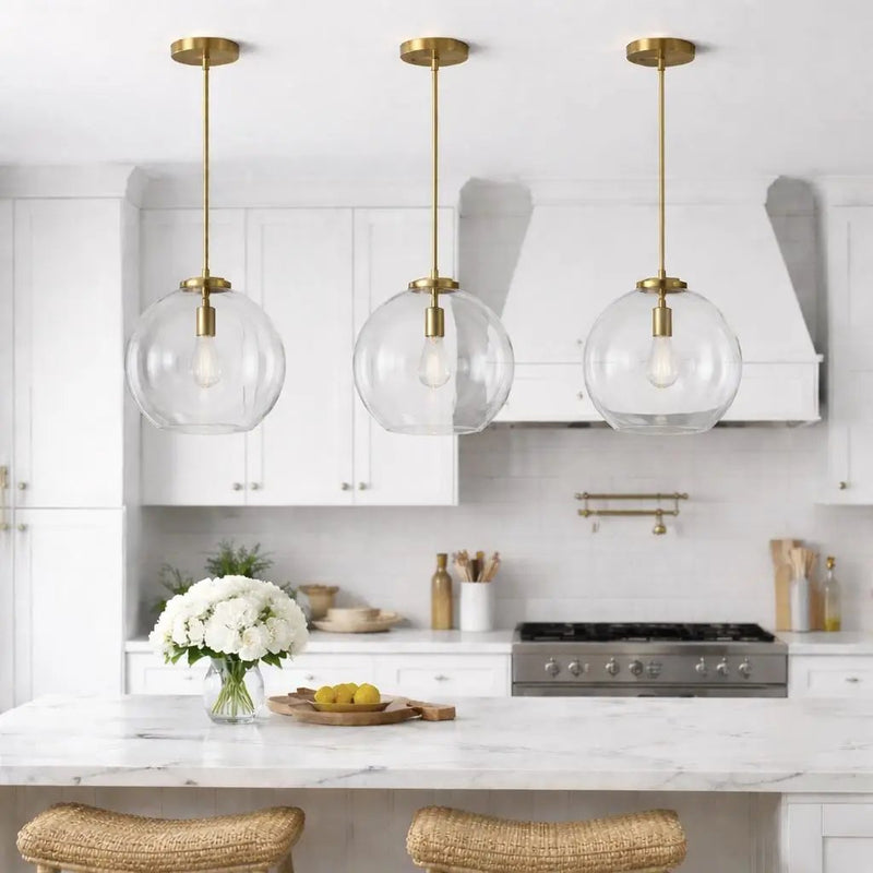 Gleam - Single Light Pendant Lamp With Clear Globe Satin - Antique Brass / Clear / Gold by Unique Piece Furniture