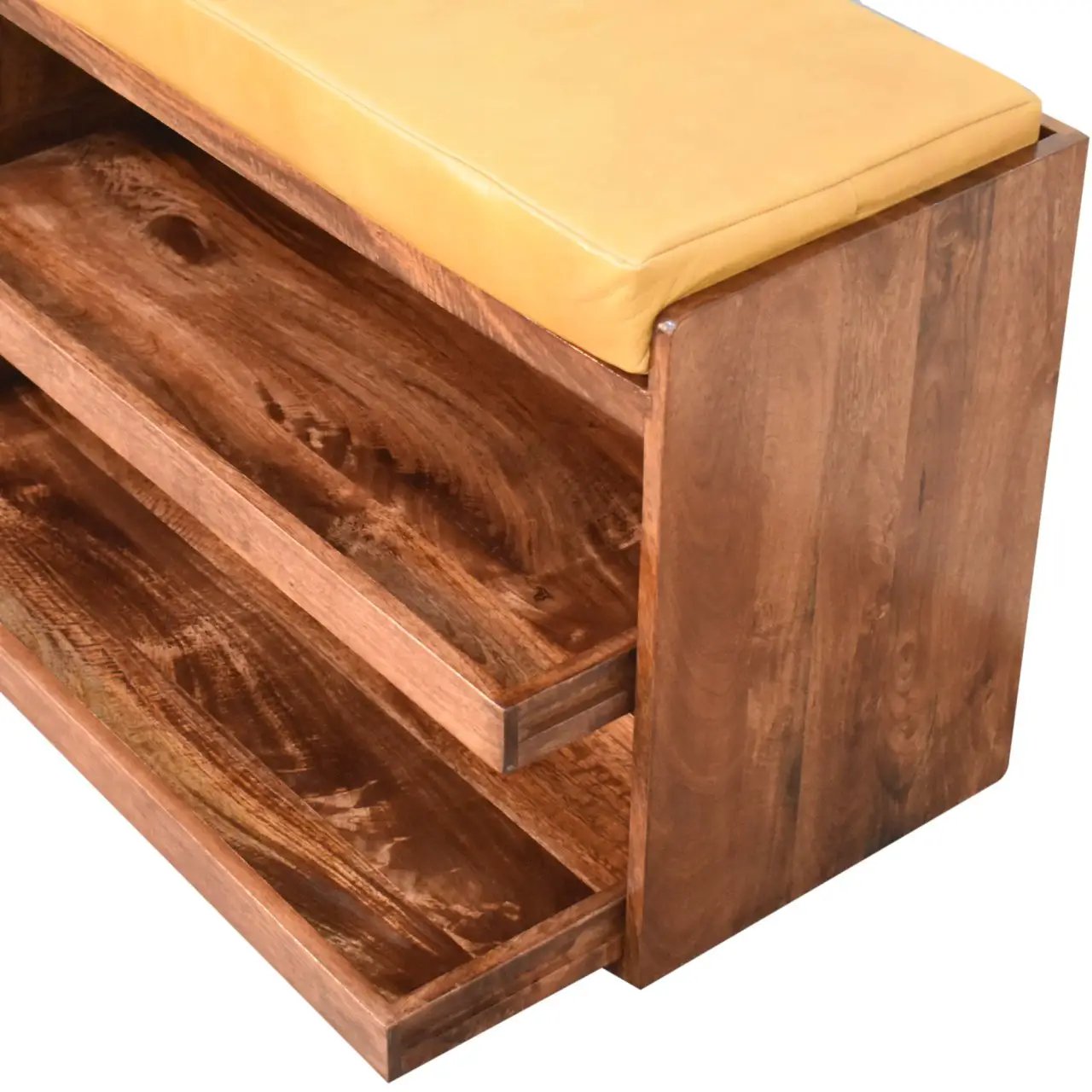 Solid Wood Buffalo Hide Pull Out Bench by HouseOfZazla