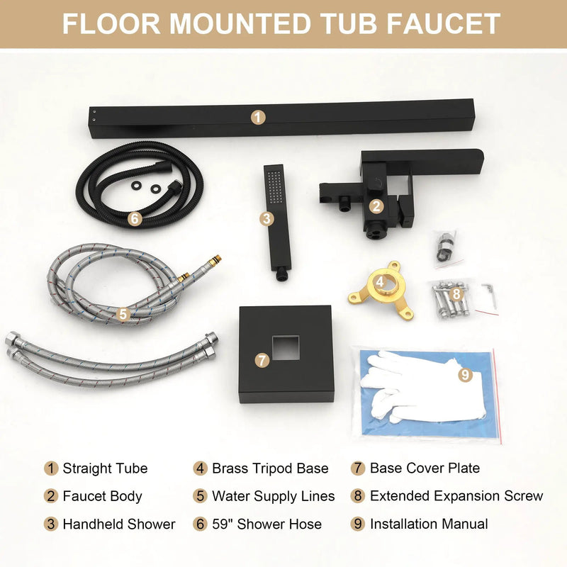 Freestanding Bathtub Faucet With Waterfall Tub Filler And Hand Shower by HouseOfZazla