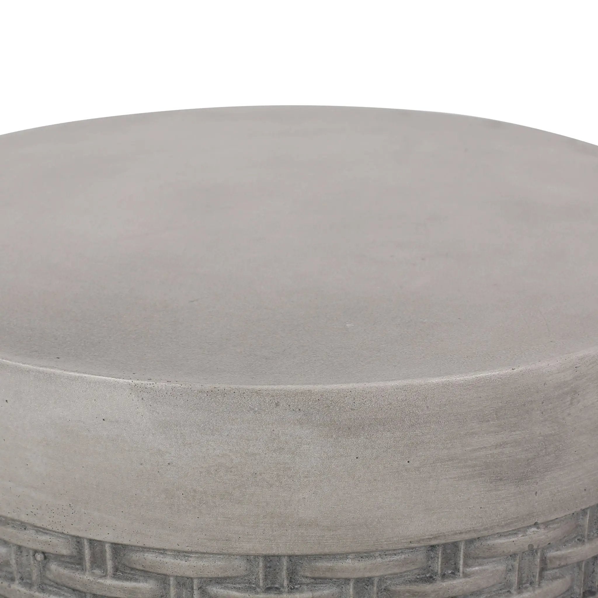 Outdoor Lightweight End Table Round Concrete - Natural by HouseOfZazla