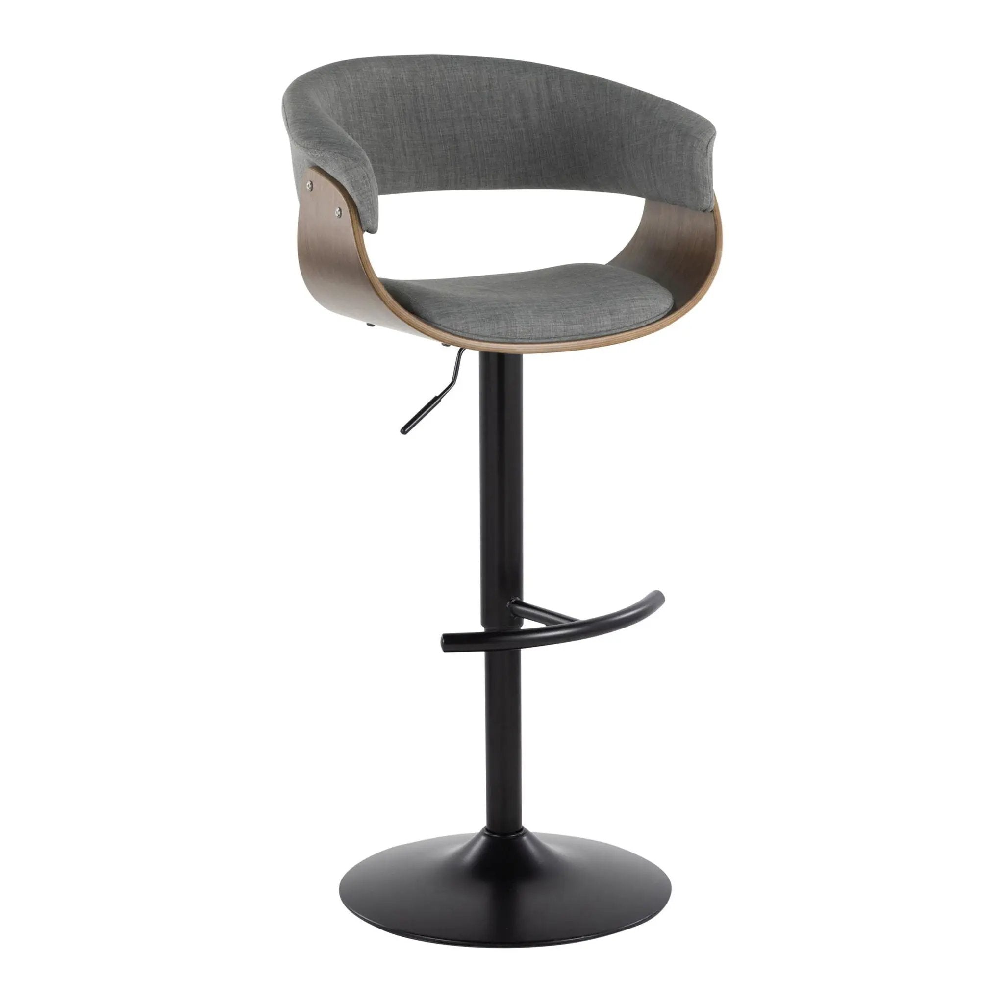 Vintage Mod - Mid Century Modern Adjustable Height Barstool With Swivel & Rounded T Footrest (Set of 2) by Unique Piece Furniture