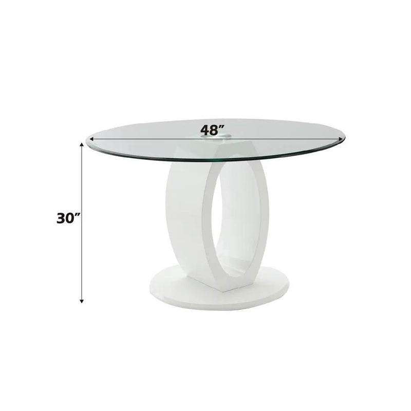Larry - Glass Top Round Dining Table - White High Gloss by Unique Piece Furniture