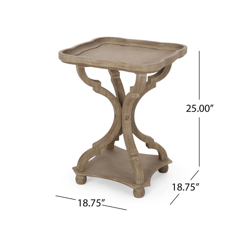 French Country Accent Table With Hourglass Design - Natural by HouseOfZazla