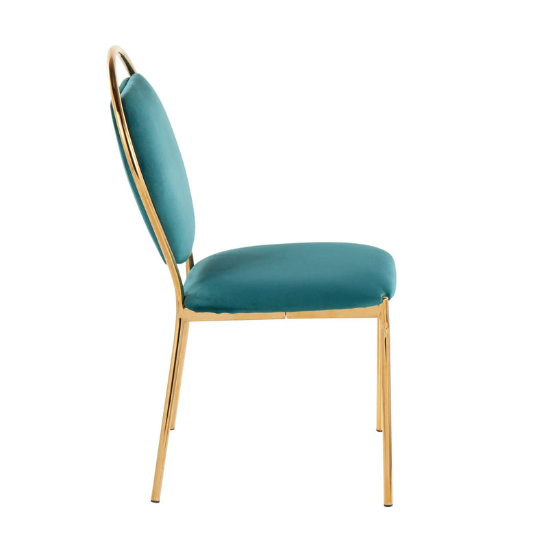 Keyhole - Contemporay / Glam Dining Chair (Set of 2) - Gold / Green by HouseOfZazla