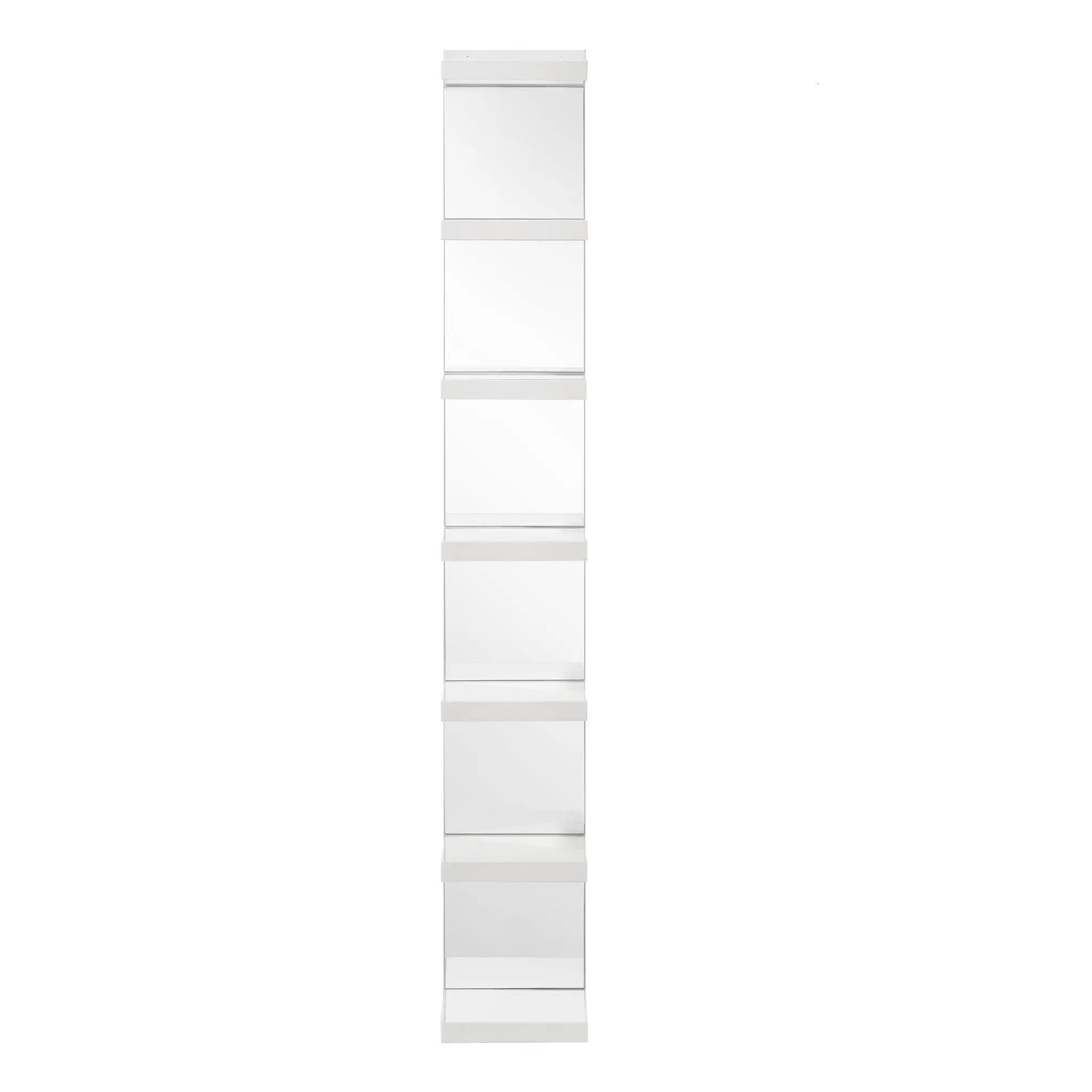 Glam Open Shelving Rack With Mirrored Back For Living Room - Cream / White by HouseOfZazla