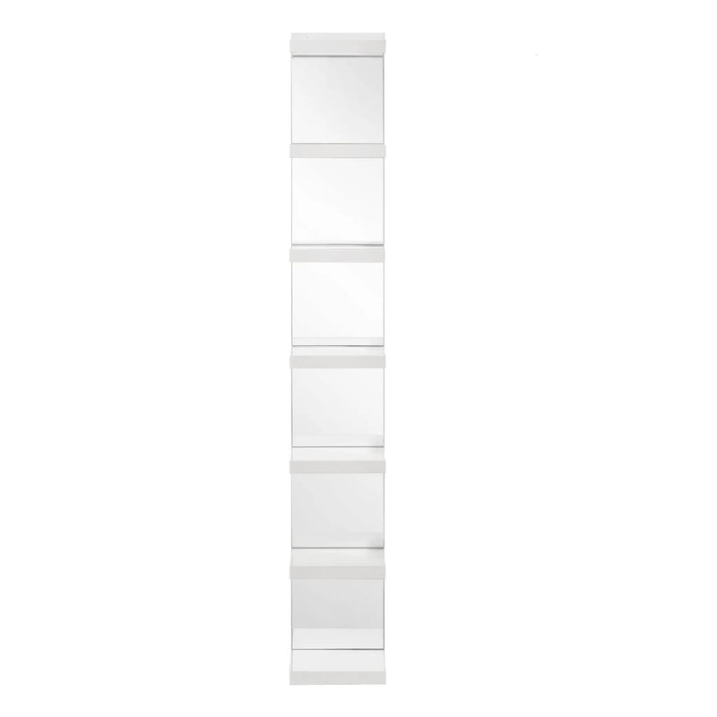 Glam Open Shelving Rack With Mirrored Back For Living Room - Cream / White by HouseOfZazla