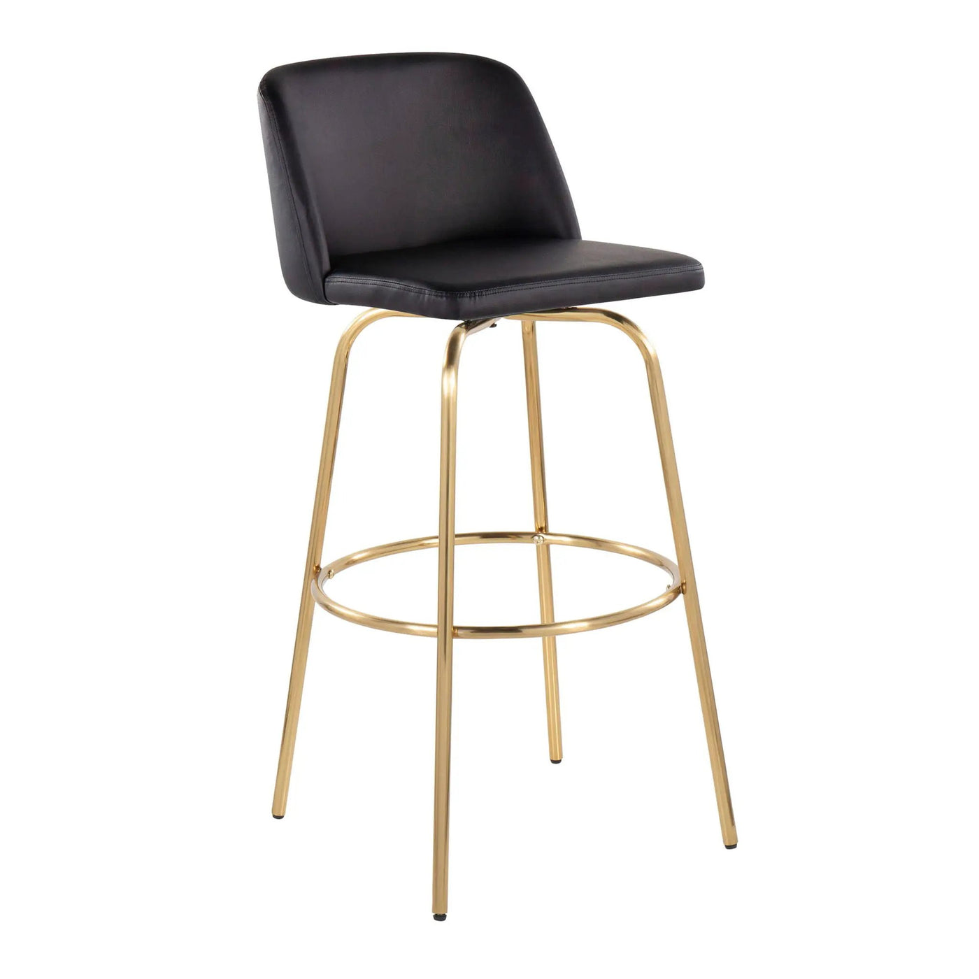 Toriano - Contemporary Fixed Height Barstool With Swivel And Round Footrest (Set of 2) by HouseOfZazla