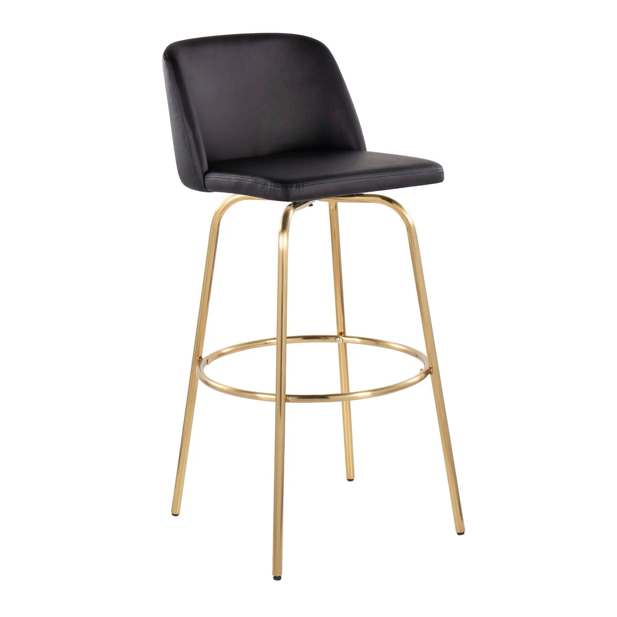 Toriano - Contemporary Fixed Height Barstool With Swivel And Round Footrest (Set of 2) by HouseOfZazla