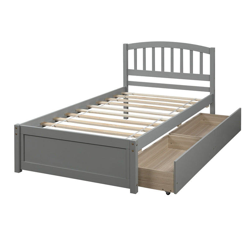 Platform Storage Bed Wood Bed Frame With Two Drawers And Headboard by HouseOfZazla