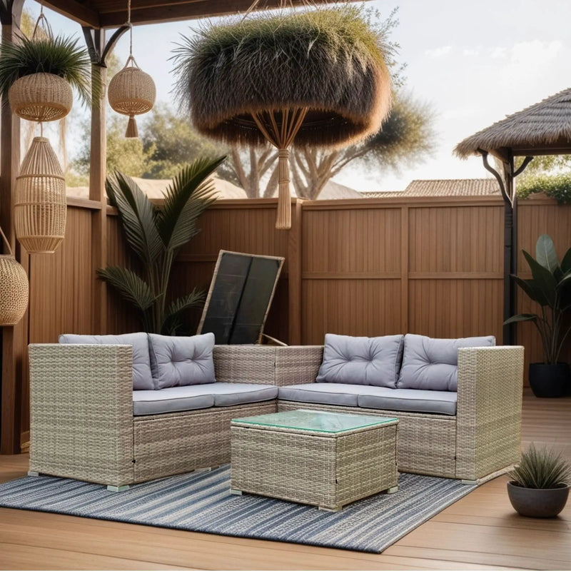 4 Piece Patio Sectional Wicker Rattan Outdoor Furniture Sofa Set With Storage Box by HouseOfZazla
