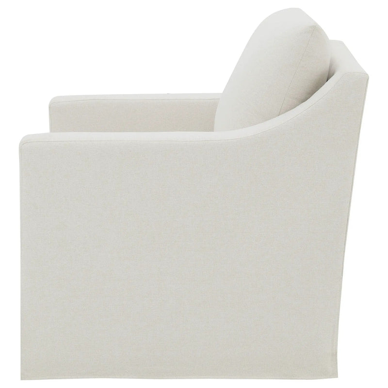 Winter Upholstered Sloped Arm Accent Swivel Chair Beige by Unique Piece Furniture