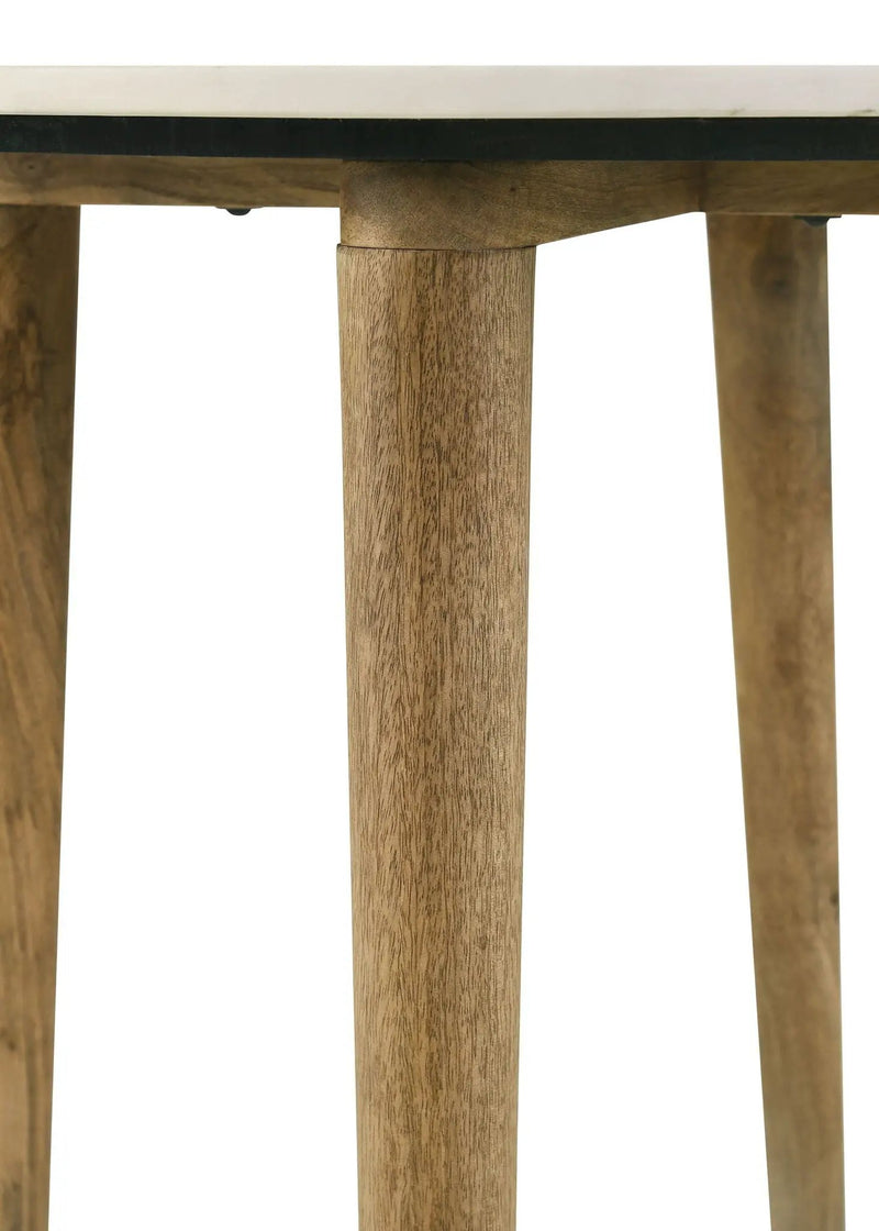 Aldis Round Marble Top Side End Table White and Natural by Unique Piece Furniture