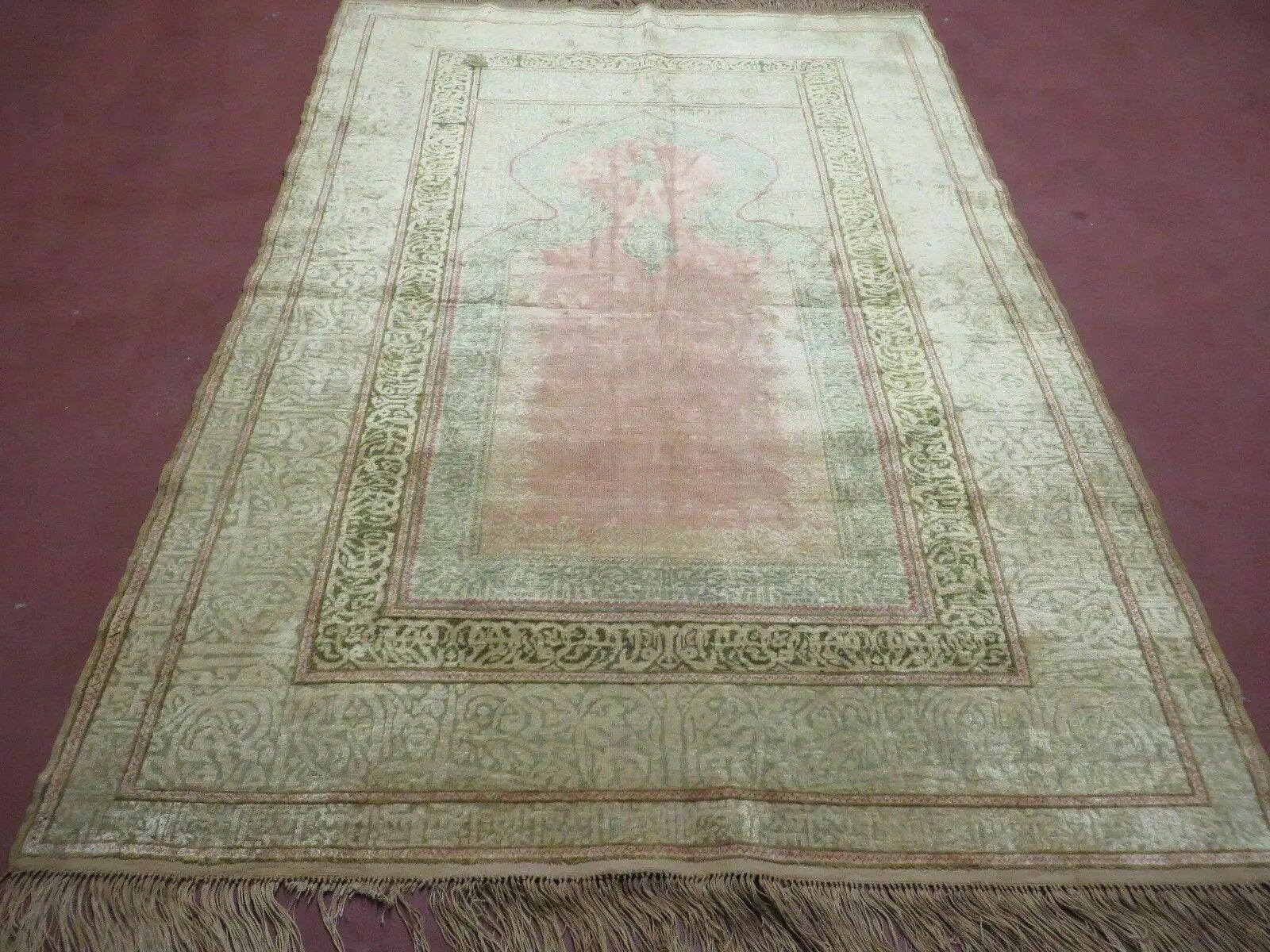 4' X 6' Antique Handmade Turkish Gordis Hereke Silk Rug Mehrab Rare by Jewel Rugs