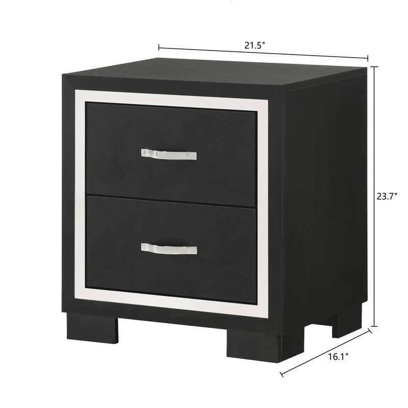 2 Drawer Bedroom Nightstand With Handles - Black by Unique Piece Furniture