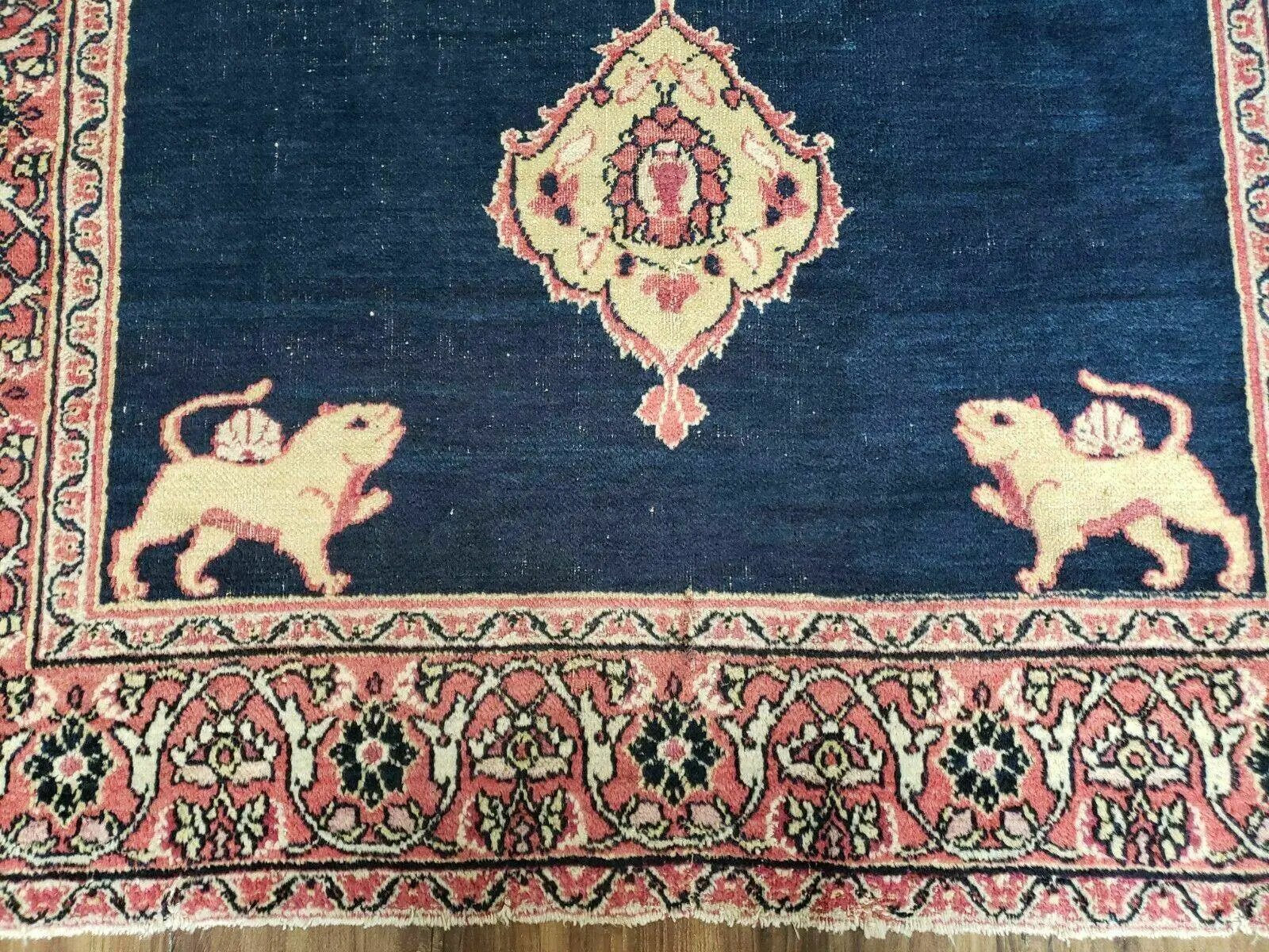 4' X 6' Antique Handmade Turkish Ghiordes Wool Rug Veg Dyes Organic Lion Nice by Jewel Rugs