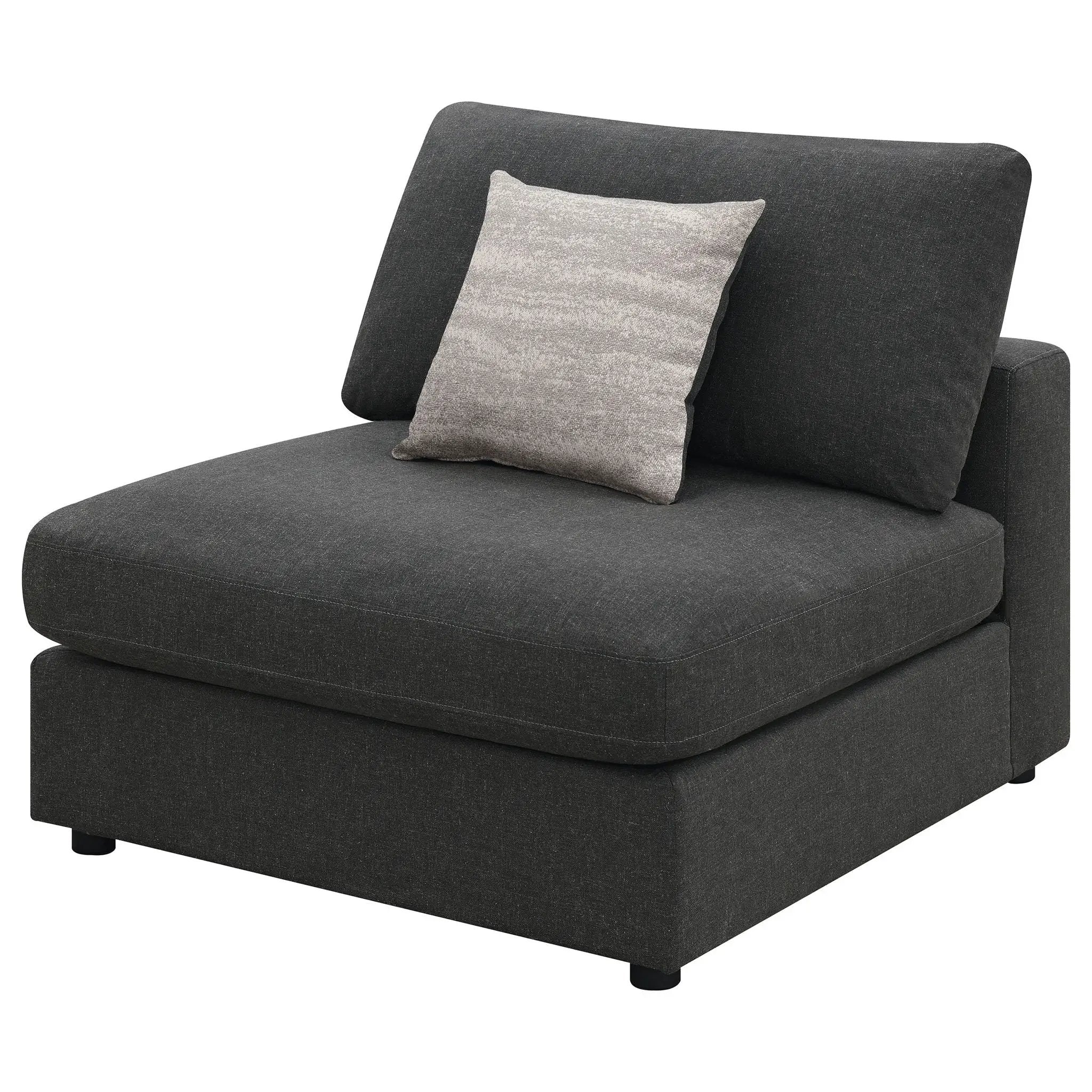 Serene Upholstered Armless Chair Charcoal by Unique Piece Furniture