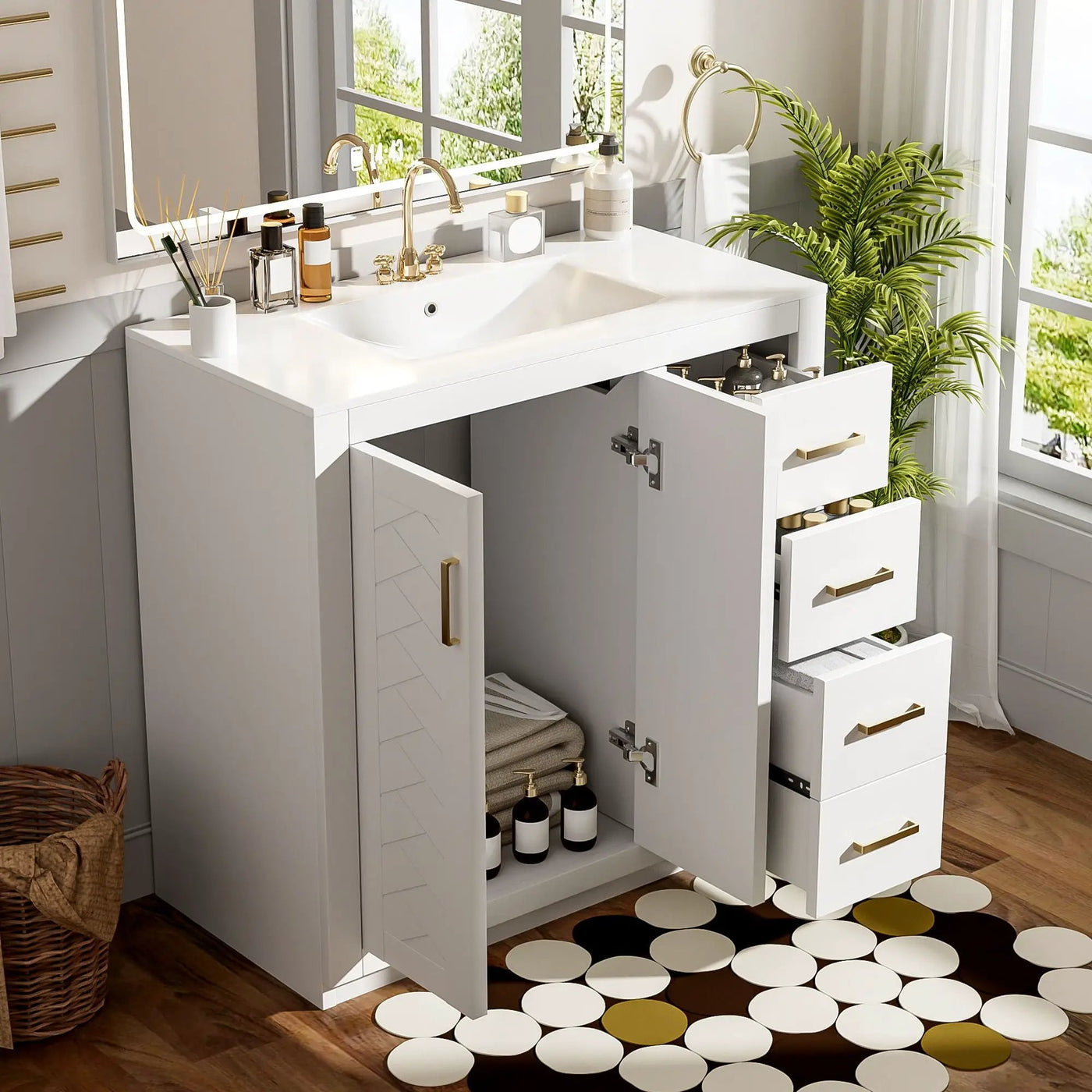 Bathroom Vanity With Sink Combo, Storage Cabinet, Freestanding Set With 3 Drawers & Soft Closing Doors by Unique Piece Furniture