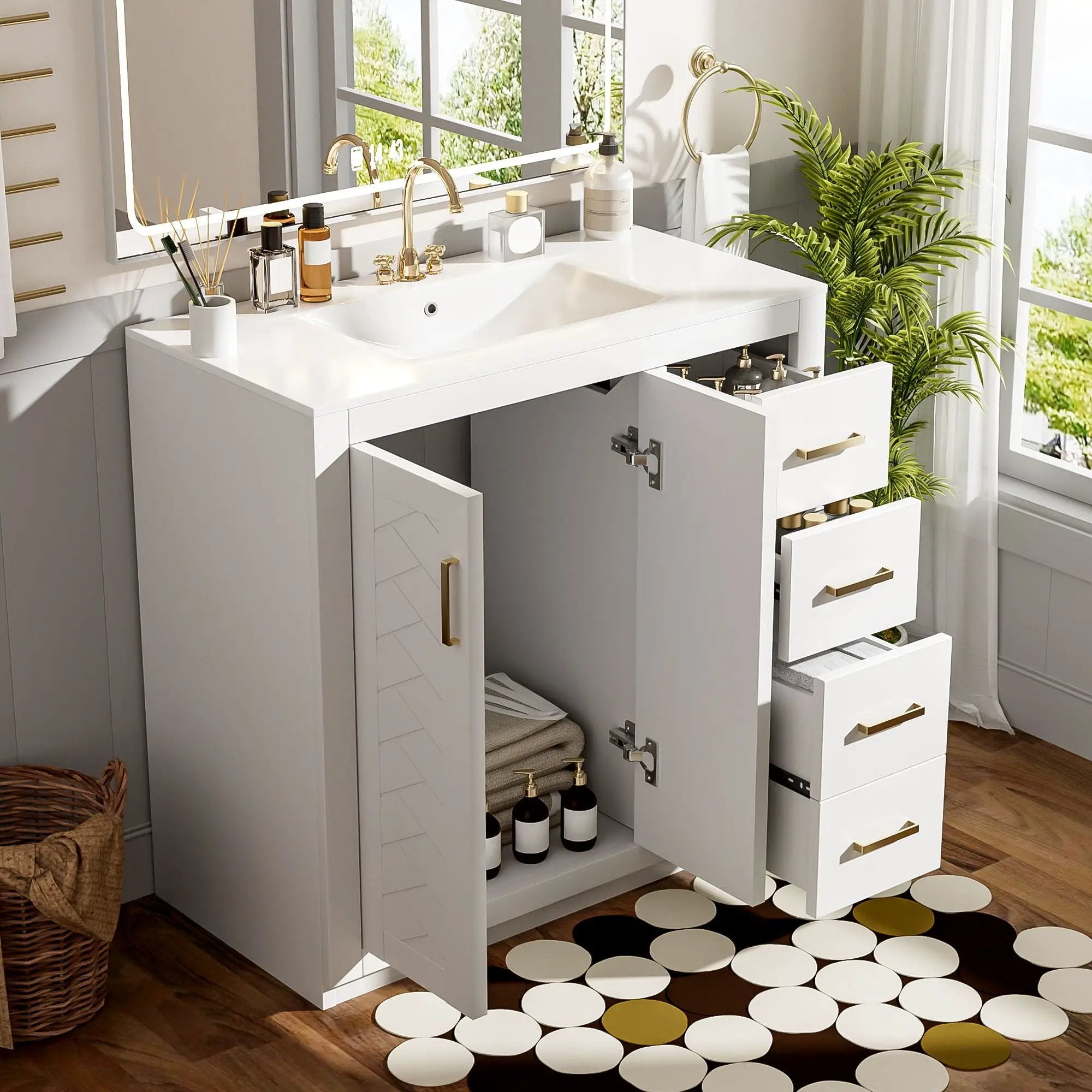 Bathroom Vanity With Sink Combo, Storage Cabinet, Freestanding Set With 3 Drawers & Soft Closing Doors by Unique Piece Furniture