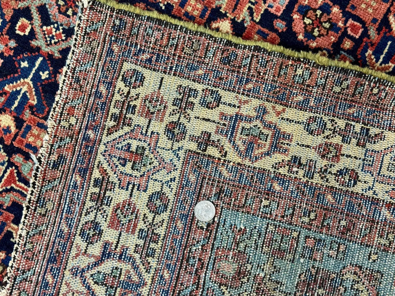Antique Persian Rug 5 x 6.7, Navy Blue & Ivory, Handmade Persian Wool Carpet, Hamadan Angelas Rug by Jewel Rugs