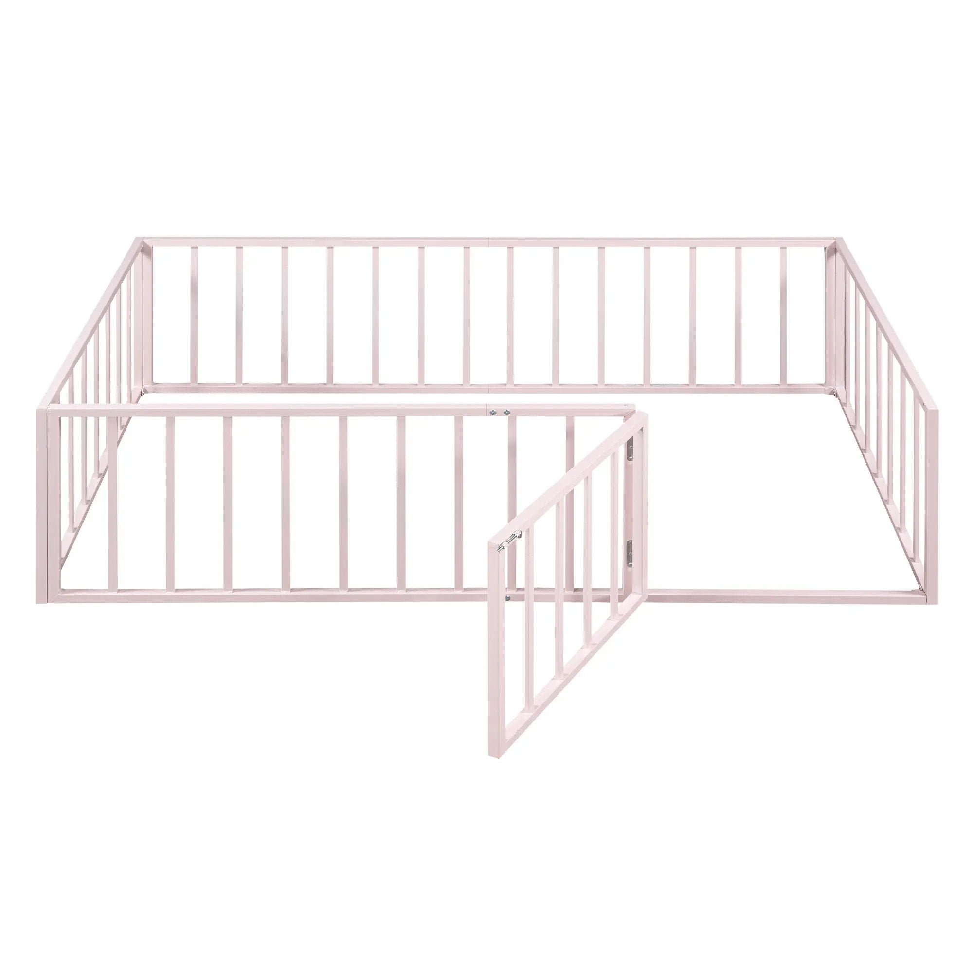 Metal Floor Bed Frame With Fence And Door by HouseOfZazla