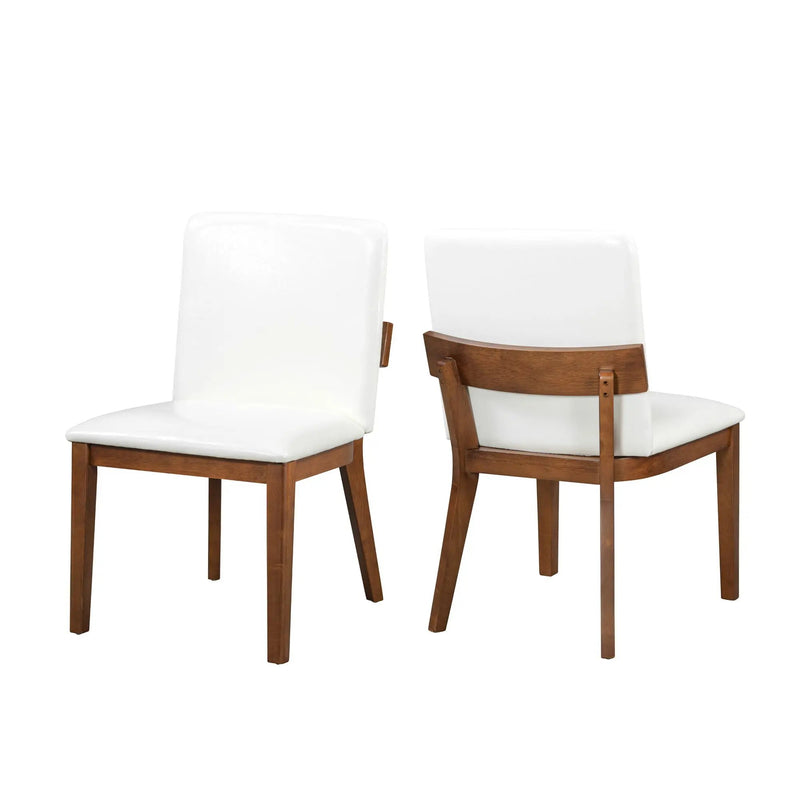Modern Dining Chairs (Set of 2) With Glossy Upholstery - White / Walnut by HouseOfZazla