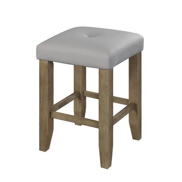 Charnell - Counter Height Stool (Set of 2) - Gray Synthetic Leather & Oak by Unique Piece Furniture