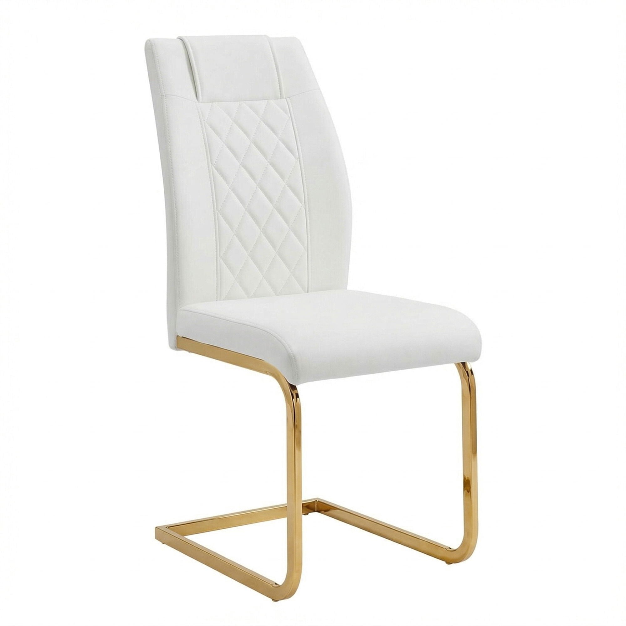 High Back Dining Chairs For Dining & Kitchen Room (Set of 4) - Golden / White by HouseOfZazla