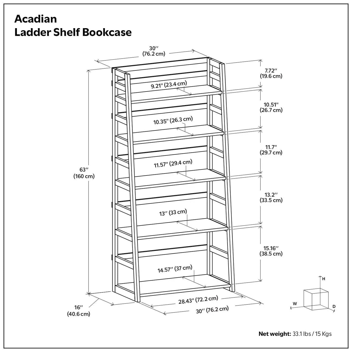 Acadian - Handcrafted Ladder Shelf Bookcase by HouseOfZazla