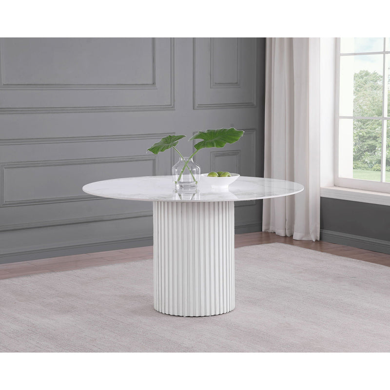 Quincy - Round Dining Table - White Marble by HouseOfZazla