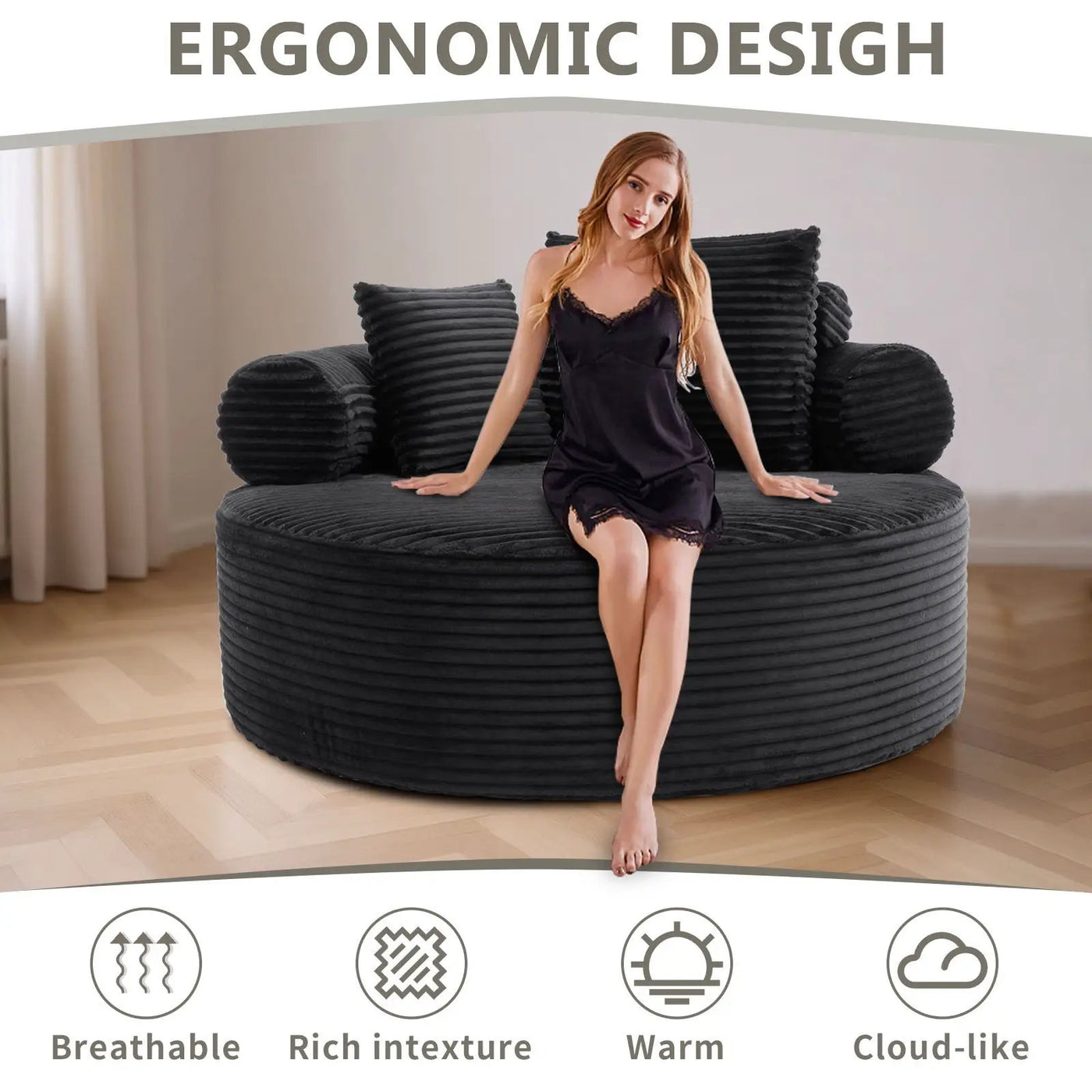 Round Sofa Bed With 3 Pillows For Living Room by HouseOfZazla