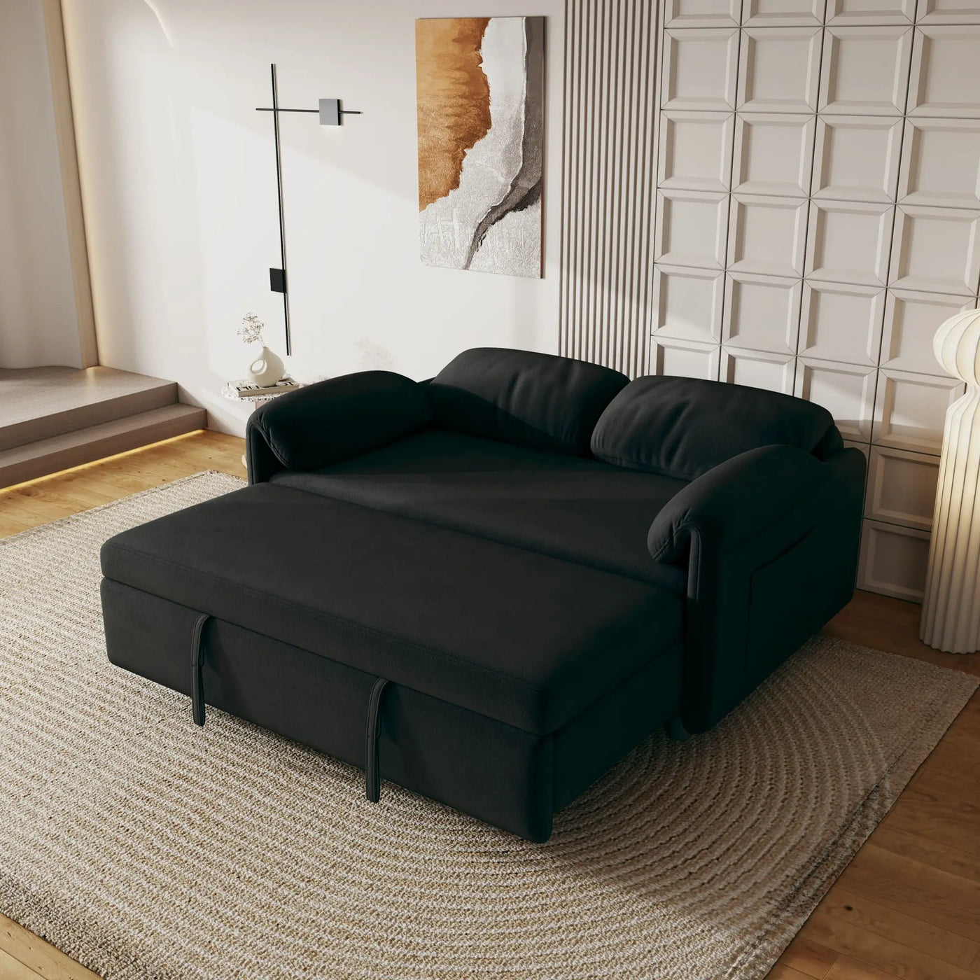 Sofa, Dual Purpose Lounge With Retractable Queen Size Bed by HouseOfZazla