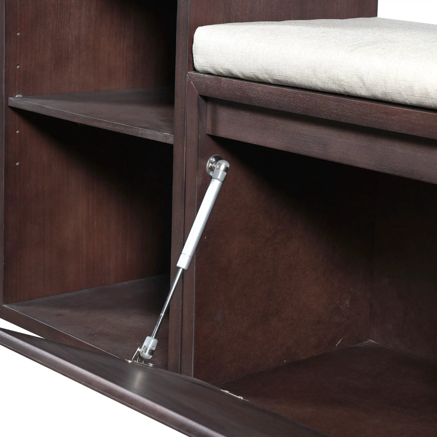 Entryway Storage Bench With Cushion, Drawers & Open Shelves by HouseOfZazla