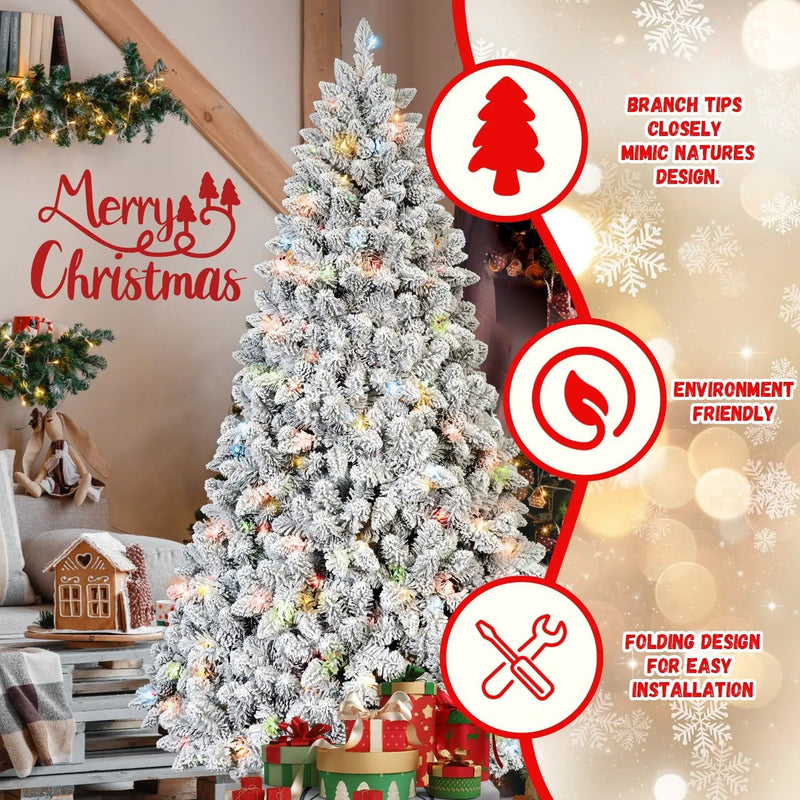 4Ft Flocked Christmas Tree with 150 Colorful UL Lights by HouseOfZazla