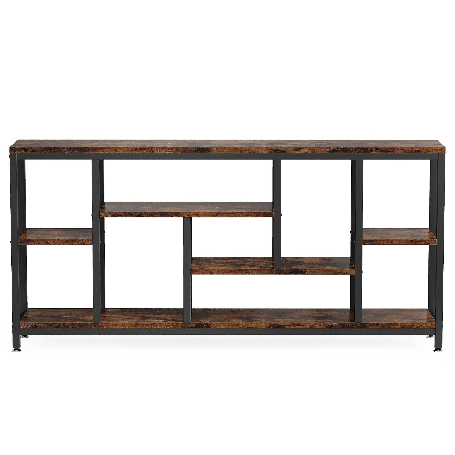 Tribesigns - Extra Long Console Table, 3 Tier With Storage Shelves - Rustic Brown by HouseOfZazla