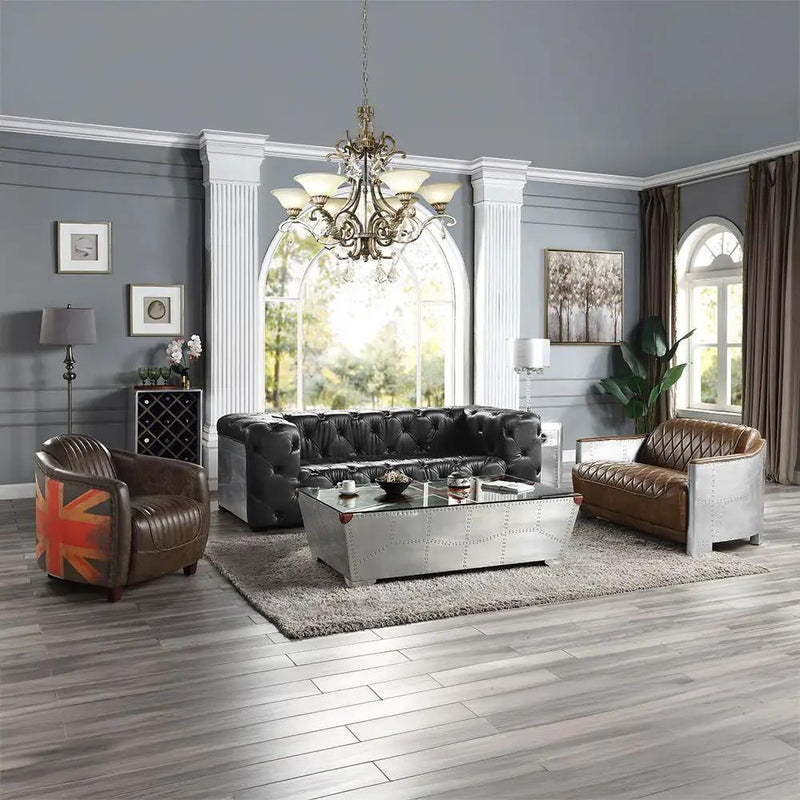 Brancaster - Chair - Antique Slate Top Grain Leather by Unique Piece Furniture
