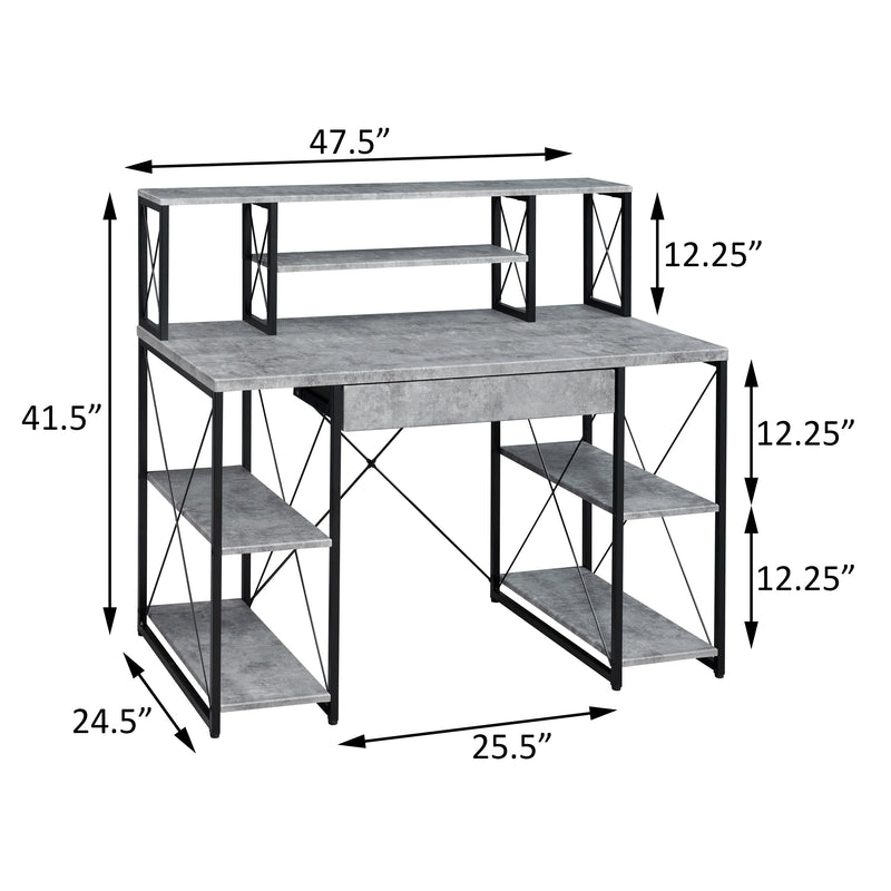 Grey and Black Desk with Drawer - Wood and Metal, photo 8 of 8