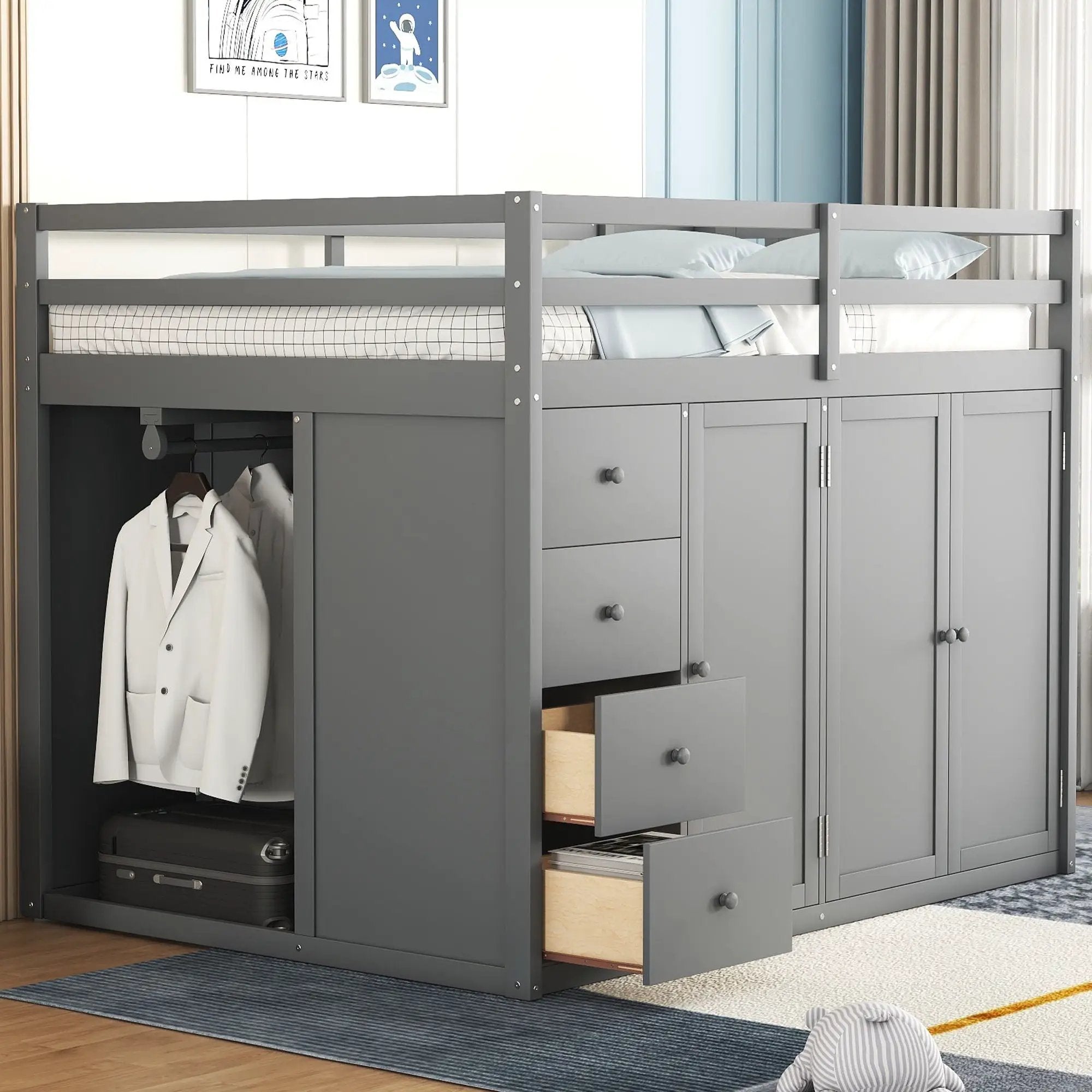 Loft Bed With Built In Wardrobes, Cabinets And Drawers by Unique Piece Furniture