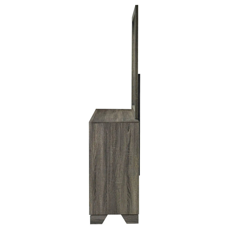 Wright 6-drawer Dresser and Mirror Brown Oak by Unique Piece Furniture