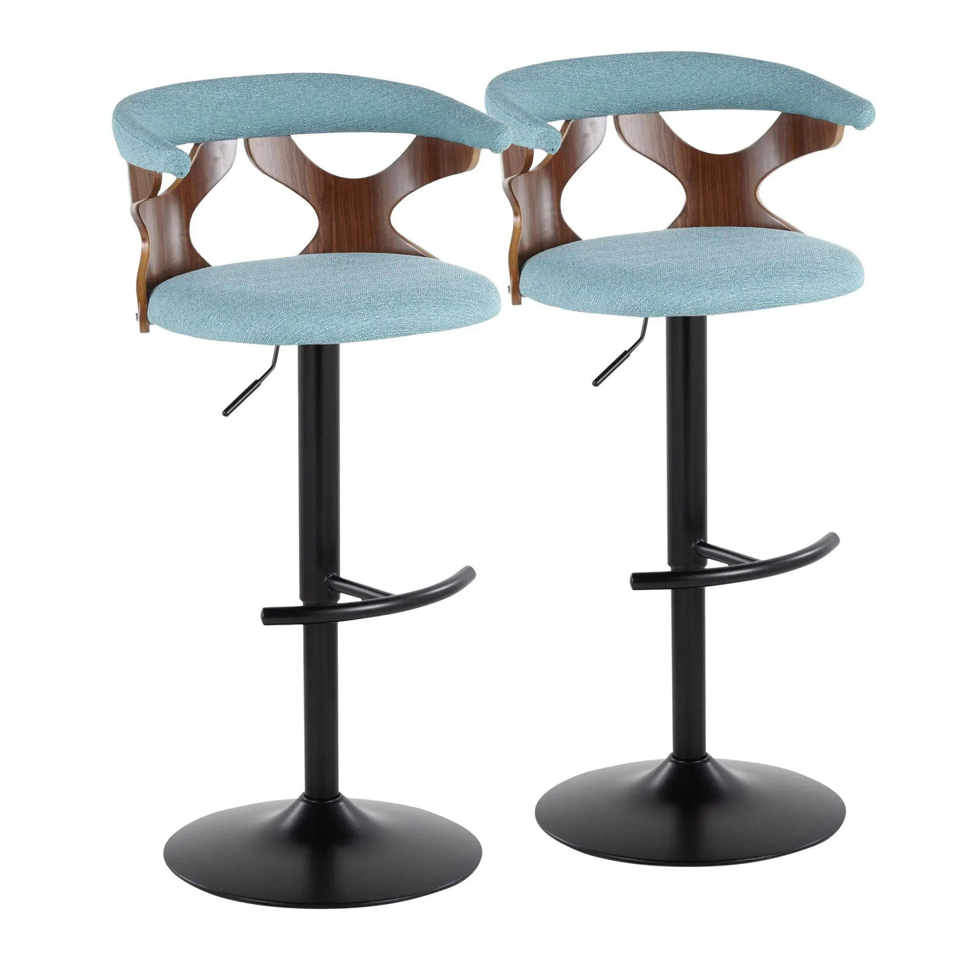 Gardenia - Contemporary Adjustable Barstool, Swivel With Rounded T Footrest (Set of 2) by HouseOfZazla