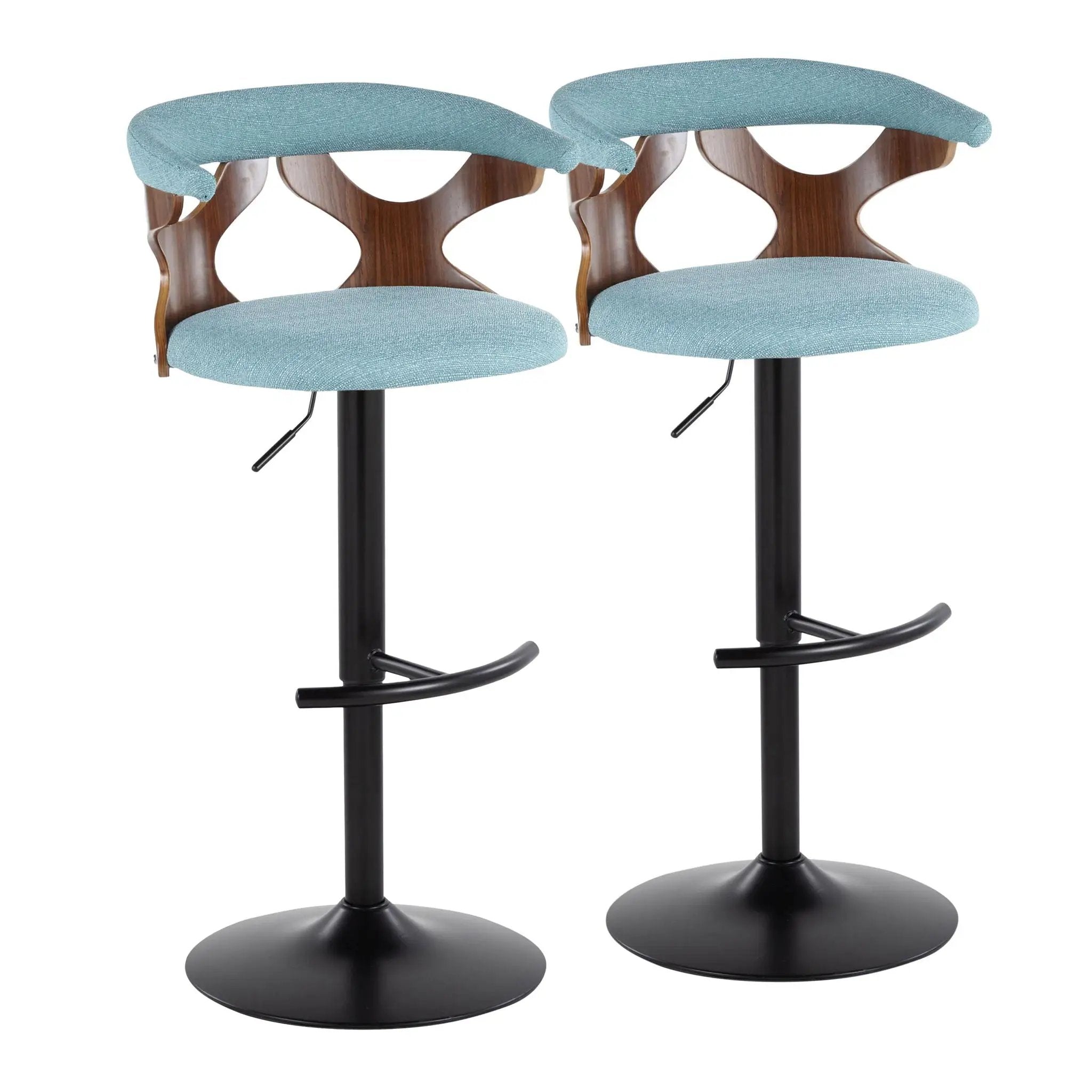 Gardenia - Contemporary Adjustable Barstool, Swivel With Rounded T Footrest (Set of 2) by HouseOfZazla