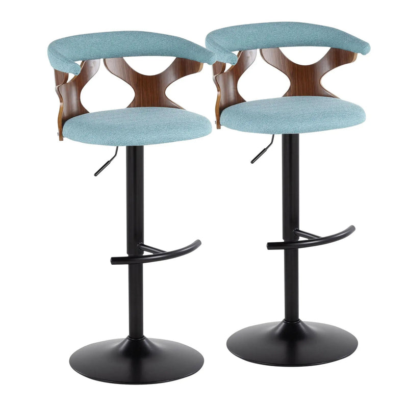 Gardenia - Contemporary Adjustable Barstool, Swivel With Rounded T Footrest (Set of 2) by HouseOfZazla
