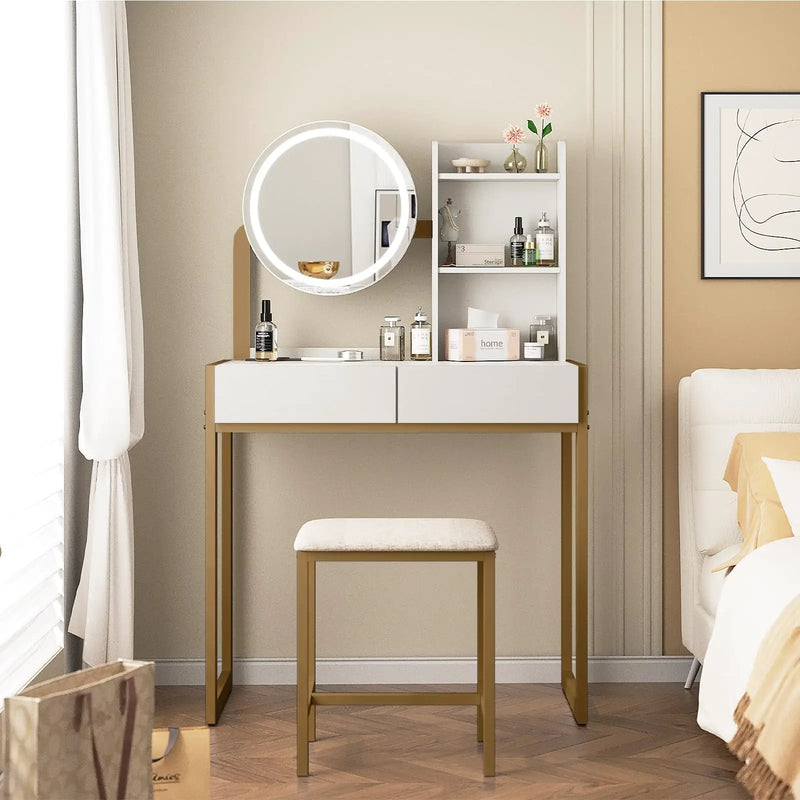 Small Vanity Desk with Mirror and Lights by HouseOfZazla