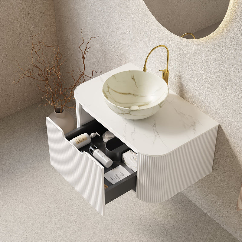 DINA 30" Bathroom Vanity & Sink with Floating Curved Edges by HouseOfZazla