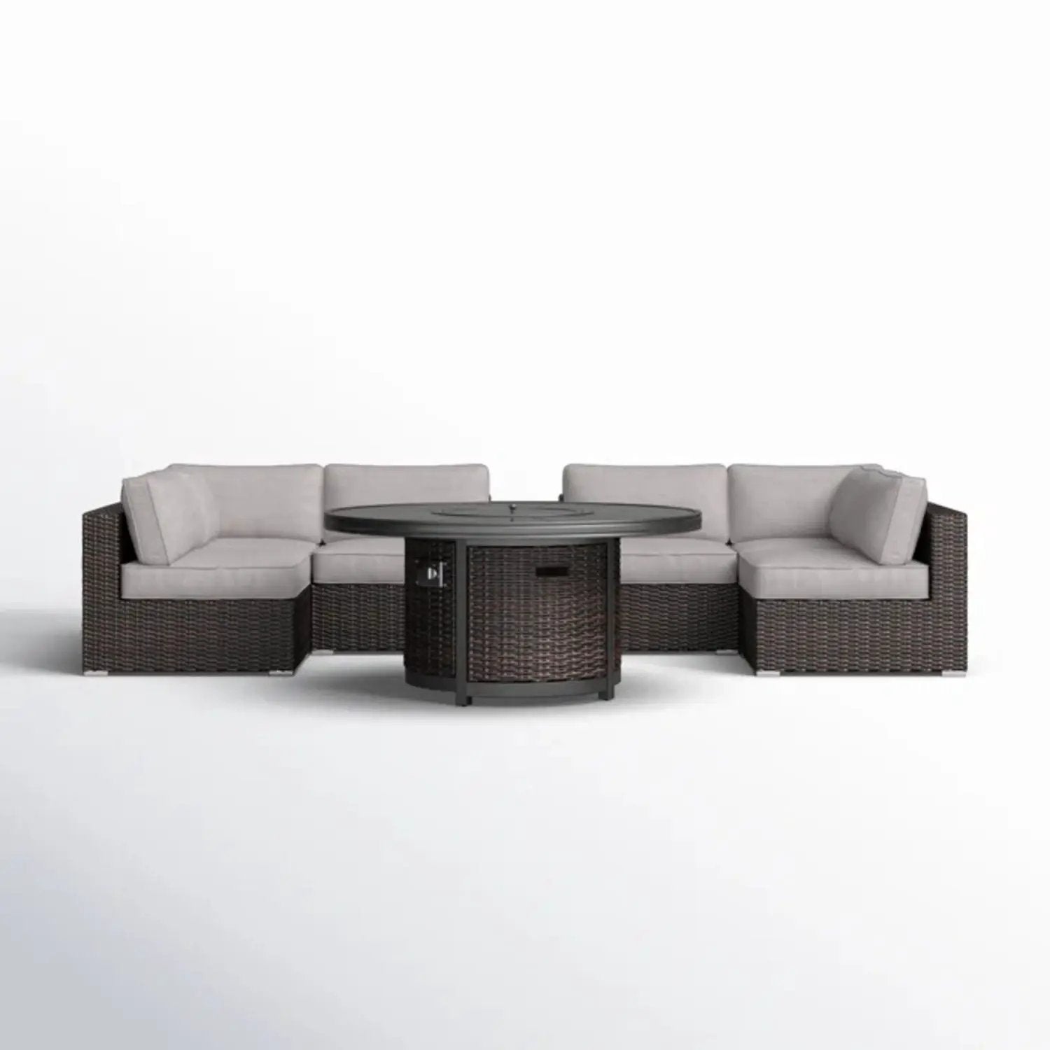 Rattan Patio Set With Comfortable Cushions And Fire Pit by Unique Piece Furniture