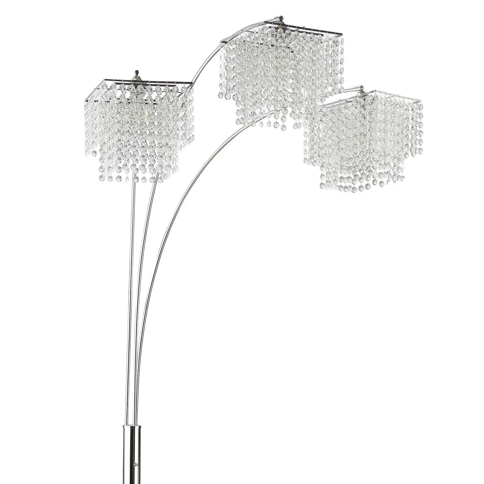Bali - Shores Hanging Crystal Arc Floor Lamp Floor Lamp - Chrome by HouseOfZazla