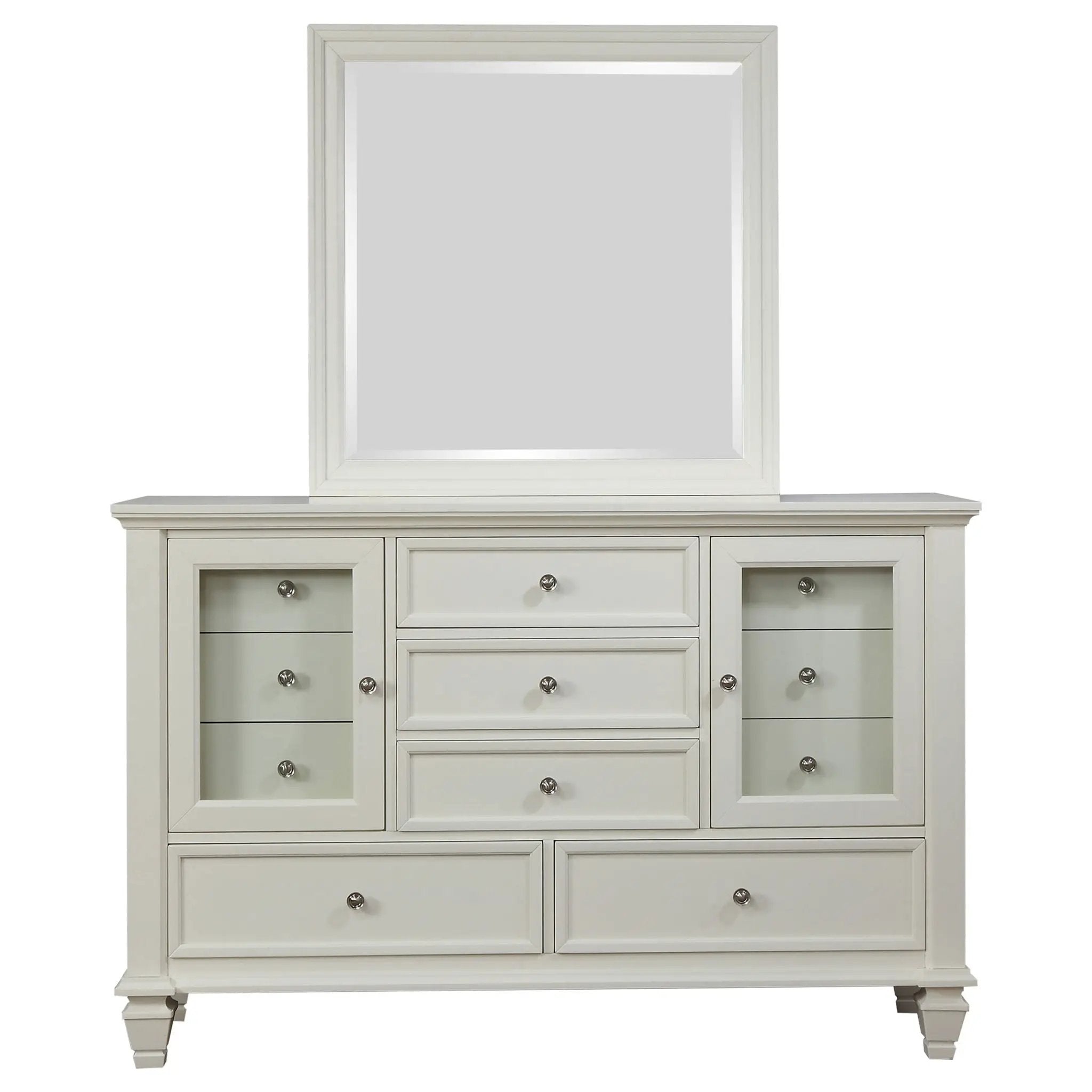 Sandy Beach 11-drawer Dresser with Mirror Cream White by Unique Piece Furniture