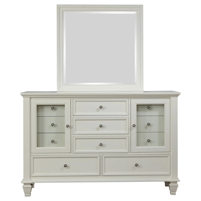 Sandy Beach 11-drawer Dresser with Mirror Cream White by Unique Piece Furniture