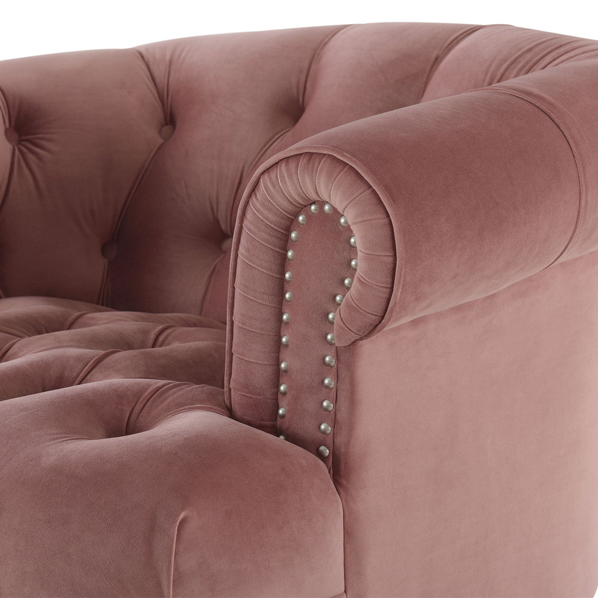 Victorian Tufted Upholstered Accent Chair with Nailhead Trim - Dark Red, Blue, or Pink, photo 16 of 37